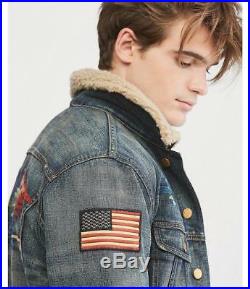 polo jean jacket with american flag