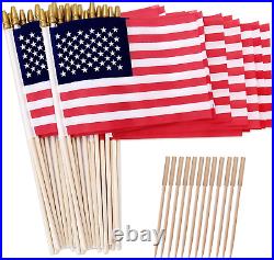 100 Pack 8X12 Inch American Flags on Stick, US Flag/U. S. Flag for Outside, 4Th o
