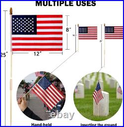100 Pack 8X12 Inch American Flags on Stick, US Flag/U. S. Flag for Outside, 4Th o