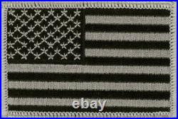 100 Pcs USA American Flag (Black/Gray) Embroidered Patches 3x2 iron-on