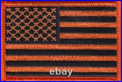 100 Pcs USA American Flag (Orange/Black) Embroidered Patches 3x2 iron-on