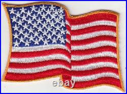100 Pcs Waving USA American Flag Embroidered Patches 3.5x2.25 iron-on