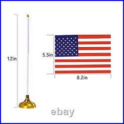 100 Piece American Flags, USA Desk Flags Set, Small Mini US Table Flags with
