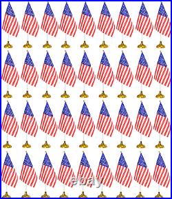 100 Piece American Flags, Usa Desk Flags Set, Small Mini US Table Flags with Stand