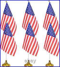 100 Piece American Flags, Usa Desk Flags Set, Small Mini US Table Flags with Stand