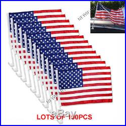 100 pcs U. S. American Clip On Car Truck Window Clip Flags 18 x 12-Polyester