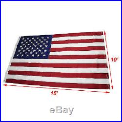 10x15 Embroidered Sewn U. S. USA American 50 Star Premium Nylon Flag 10'x15