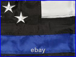 10x15 FT Thin Blue Line American Flag Police (Embroidered Stars + Sewn Stripes)