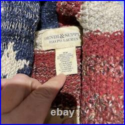 127. Denim & Supply Ralph Lauren USA American Flag Knit Cardigan Sweater M NWT