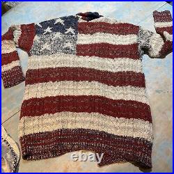 127. Denim & Supply Ralph Lauren USA American Flag Knit Cardigan Sweater M NWT
