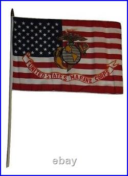 12x18 12x18 Lot of 12 (Dozen) USA EGA Marines American Stick Flag wood staff