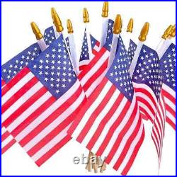 144 New American Patriotic Cloth Fabric Hand Held Stick Mini 4x6 Inch USA Flags