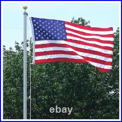 18 FT. STEEL FLAGPOLE WITH (1) 3'x5' U. S FLAG (1) 4'x6' FLAG & (2) ANTENNA FLAGS