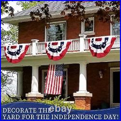 18 Pcs USA Pleated Fan Flag, 3 x 6 ft American Bunting Flag US Porch Flags