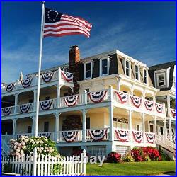 18 Pcs USA Pleated Fan Flag, 3 x 6 ft American Bunting Flag US Porch Flags