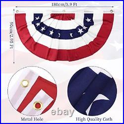 18 Pcs USA Pleated Fan Flag 3 x 6 ft American Bunting Flag US Porch Flags Str