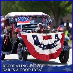 18 Pcs USA Pleated Fan Flag 3 x 6 ft American Bunting Flag US Porch Flags Str