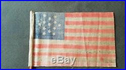 1876 13 STAR CENTENNIAL U. S. AMERICAN PARADE FLAG rare snow flake pattern