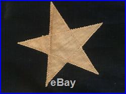 1930's 13 Hand Sewn Stars Cotton USA American Flag Banner, Bunting, 10 ft long