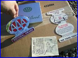 1950s Antique nos AAA auto License Plate topper Vintage Chevy Ford Hot Rat Rod 1