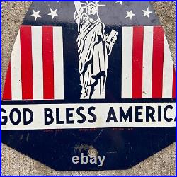 1950s God Bless America License Plate Topper USA American Flag Statue of Liberty