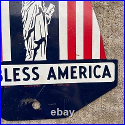 1950s God Bless America License Plate Topper USA American Flag Statue of Liberty