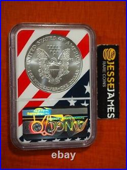 1996 $1 American Silver Eagle Ngc Ms69 USA Flag Core