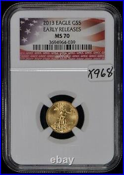 2013 G$5 1/10 oz Gold American Eagle U. S. Flag Label NGC MS 70 SKU-X968