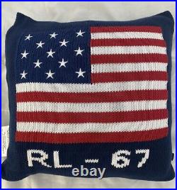 2021 Polo Ralph Lauren Rl-67 Feather Filled American Flag Knit Throw Pillow