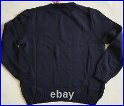 $248 NWT Mens Polo Ralph Lauren Iconic American USA Flag Crewneck Sweater Navy