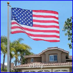 25' Official 3'x5' American Flag Aluminum Ground Sectional Halyard Pole Set USA