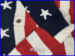 $295 NWT SIZE LARGE MEN Polo Ralph Lauren Blue Sweater USA Flag Cardigan Knit