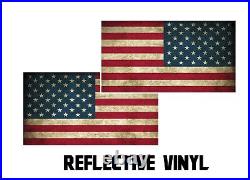 2x REFLECTIVE USA American Flag Distressed Vintage Decal 3M Sticker Various Size