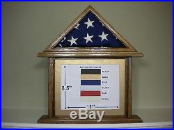 3 X 5 Oak Document And Flag Display Case Frame Capital American USA Military Box