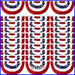 30 Pcs USA Pleated American Flag 2 x 4 Ft, American Bunting Flag Bulk, Printe