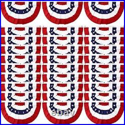 30 Pcs USA Pleated American Flag 2 x 4 Ft, American Bunting Flag Bulk, Printed
