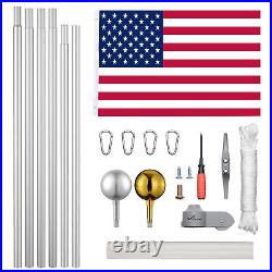 30 ft Aluminum Sectional Flag Pole & American USA Flag 2 ft x 4 ft & Ball Optio