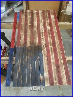 37x 19 Handmade Wood Patina American Flag Distressed United States Of America