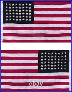 3x5 Embroidered American 48 Star Linear 100% Cotton Flag 3'x5' (Hand Sewn)