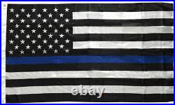 3x5 Thin Blue Line Flag USA Police Flag Poly 100D, 100 pack AMERICAN LAW MAGA