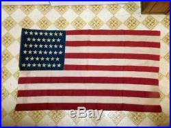 46 Star American Flag USA Antique 44 x 27 Patriotic Collectible