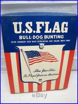 48 Sewn Star Stripe US Flag WWI/WWII Era American USA Bull Dog Bunting Box WW2