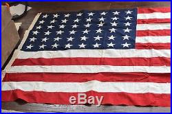 48 Star American Flag Sewn VTG 9.5' X 4.5' Solid Huge USA United States WWII Era