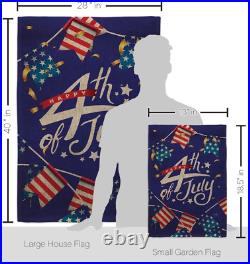 4Th of July Burlap Garden House Flag-Set Patriotic Fourth Independence Day Firew