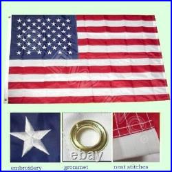 5'x8' ft, American Flag US USA EMBROIDERED Stars, Sewn Stripes, Brass Grommets