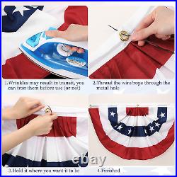 50 Pcs USA Patriotic Pleated Fan Flag, 1.5 X 3 Ft American US Bunting Flag Half