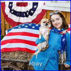 50 Pcs USA Patriotic Pleated Fan Flag, 1.5 X 3 Ft American US Bunting Flag Half