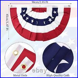 50 Pcs USA Patriotic Pleated Fan Flag, 1.5 x 3 ft American US Bunting Flag