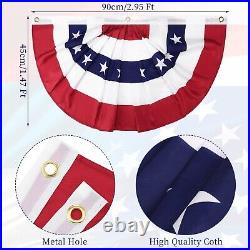 50 Pcs USA Patriotic Pleated Fan Flag, 1.5 x 3 ft American US Bunting Flag Ha