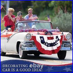 50 Pcs USA Patriotic Pleated Fan Flag, 1.5 x 3 ft American US Bunting Flag Ha